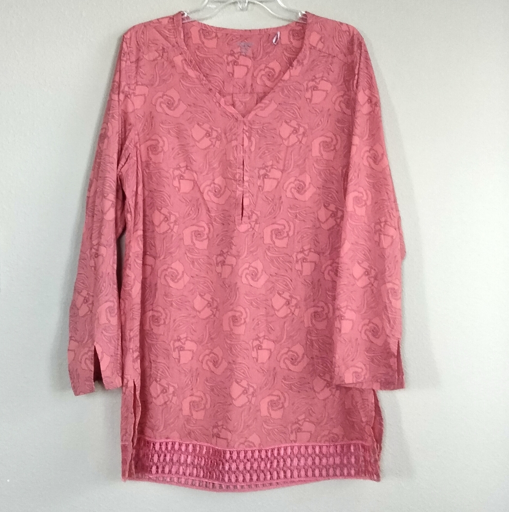 Toad&Co Pink Tunic with 3/4 Sleeves and V-Neckline